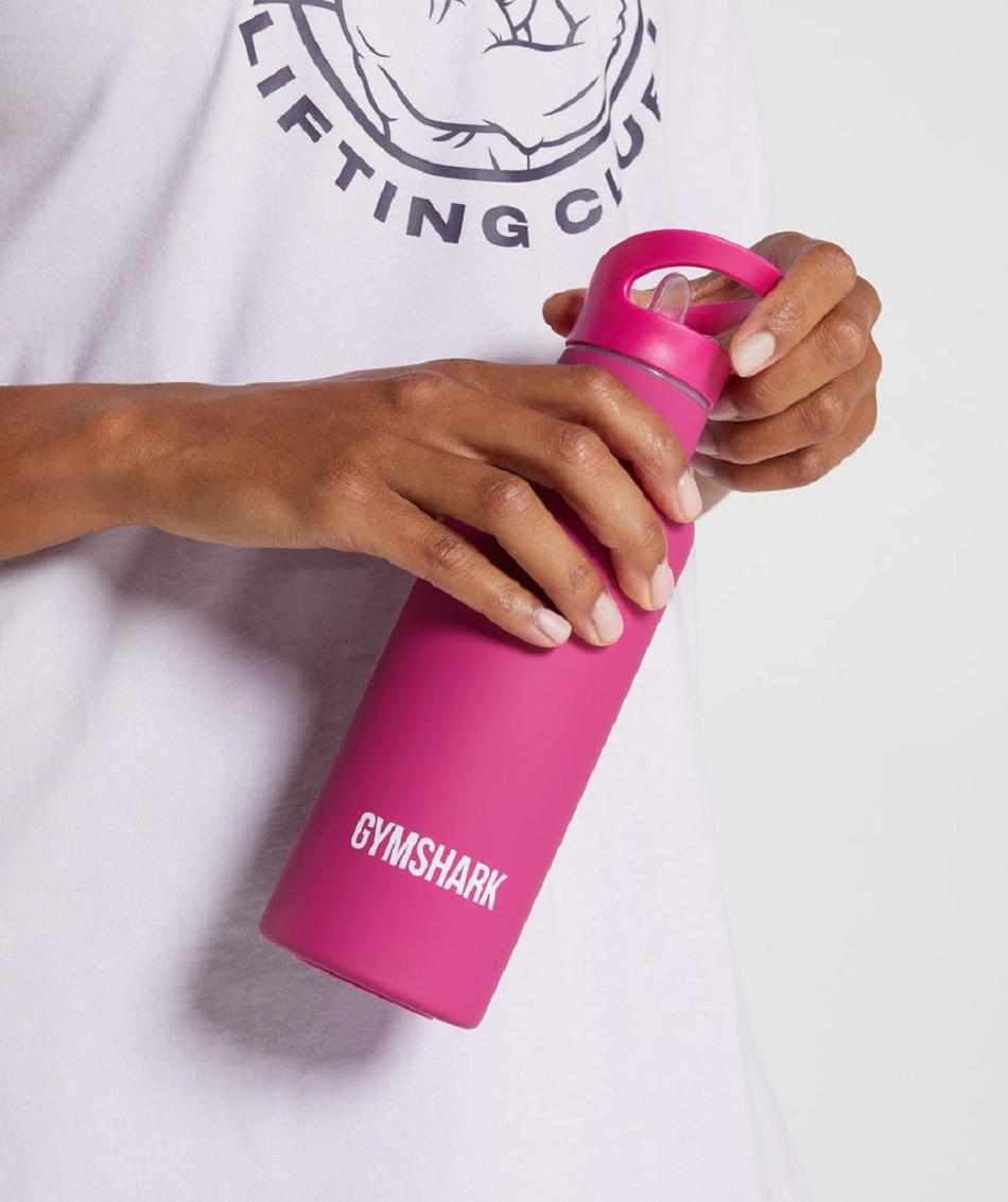 Butelki wody Akcesoria Gymshark Flip Straw Wody Różowe | PL 4297ZUT